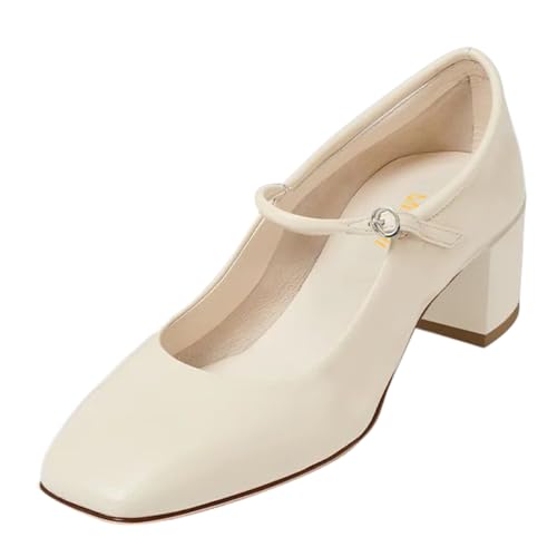 miss left Women Trendy Single Strap Buckle Square Toe Mary Janes Block Low Heel Comfy Daily Dress Pumps Size 4-16 US