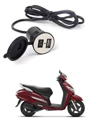 VKSUN Waterproof Heavy Duty Bike/Scooty USB Mobile Charger (Fast Charging Output: 5V-1.5A) Silicon Cover with On/Off Switch for Honda Activa 6G/Activa 125