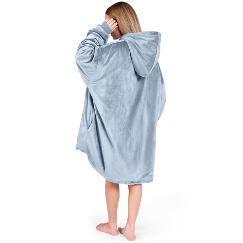 Image of Bare Home Wearable Blanket Hoodie - Soft Plush Sherpa - Warm and Cozy - Oversized Wearable Blanket