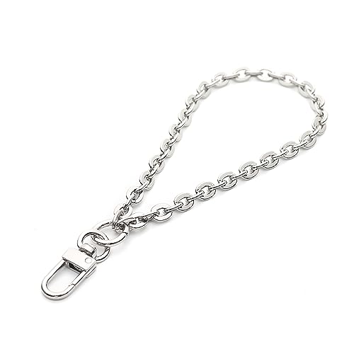 Image of Wrist Strap Wrist Chain Curb (7mm) Oval Wristlet Chain for Handbag Chain Accessories - [Silver]