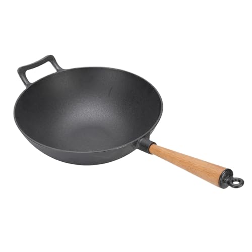 Wok de Hierro Fundido con Mango de Madera miniatura 2