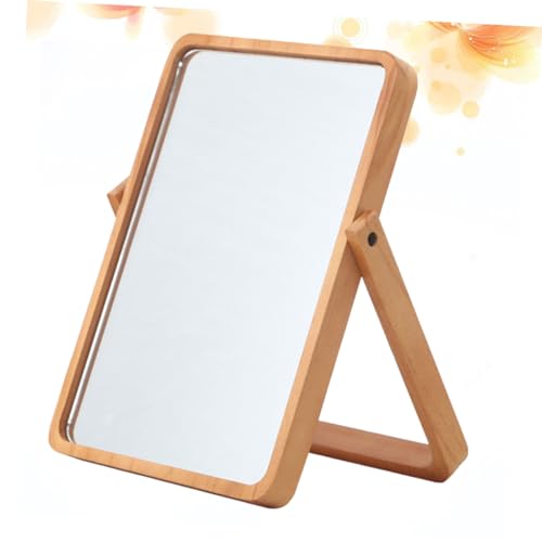 Espejo de maquillaje de escritorio de madera minkissy miniatura 4