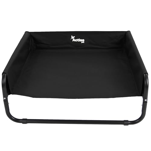 Actiaspet - Elevated Dog Bed/Steel Frame with Raised Sides | Black or Grey (Black, Medium)