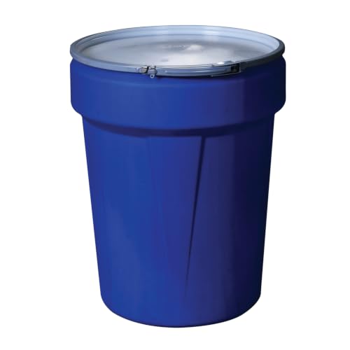 Eagle Plastic Drum, 40 Gallon Drum, DOT Compliant, Made in USA, Blue | High-Density-Polyethylene Construction, Open Head Lab Pack Drum, Metal Lever-Lock Lid, Hazardous Material Storage, Transport