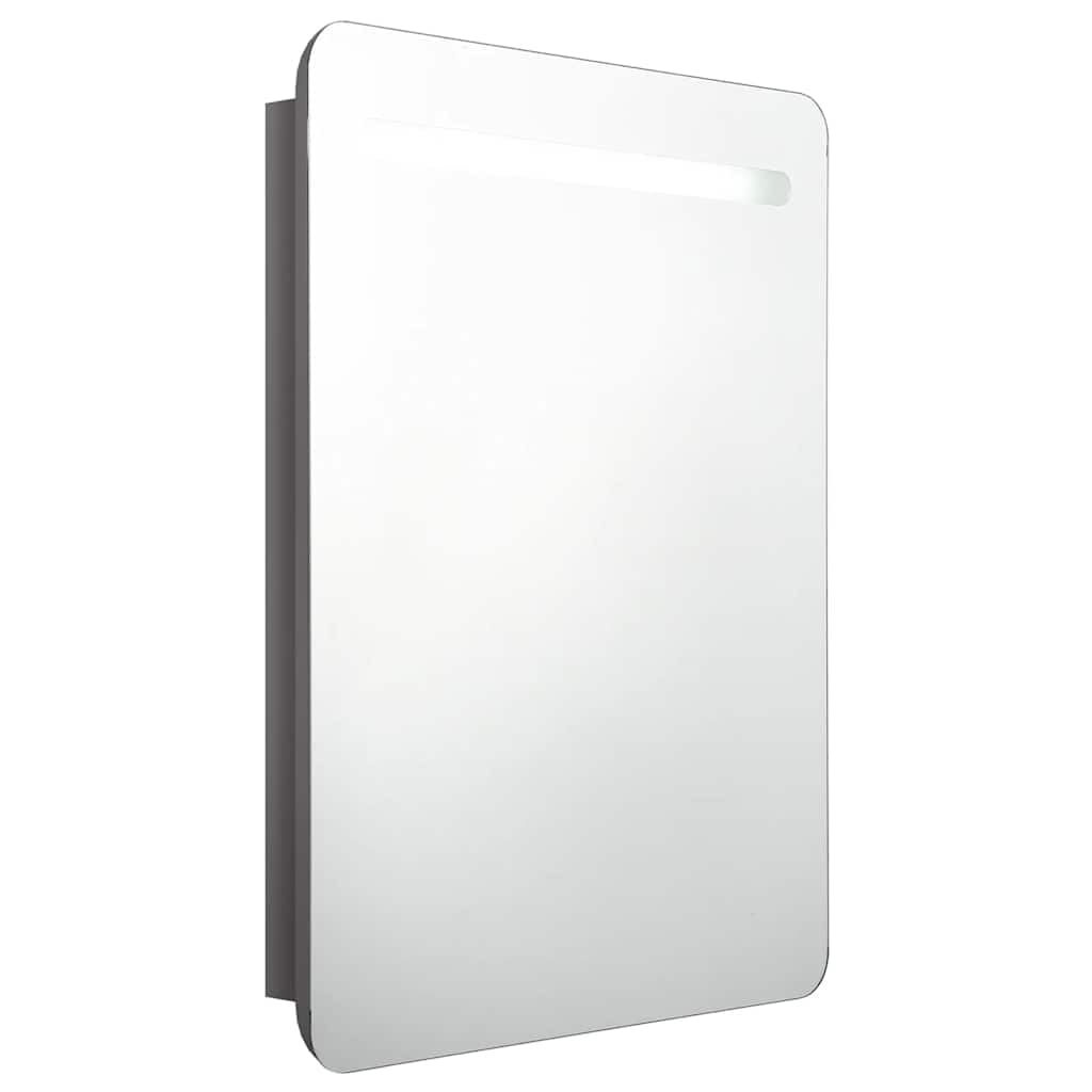 Armario de Tocador con Espejo LED, Mueble de Baño Moderno con Luz Integrada y Estantes de Almacenamiento, Hecho de Tablero MDF con Acabado de Melamina para Uso