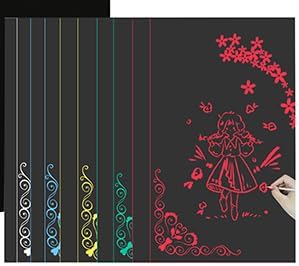 Vanttokeey Rainbow Scratch Paper 50 Sheets, A4 Rainbow Scratch Arts Painting Drawing Paper Scratch Art Paper Scratchboard Scratch Painting for Arts Crafts Drawing 5 Single Color