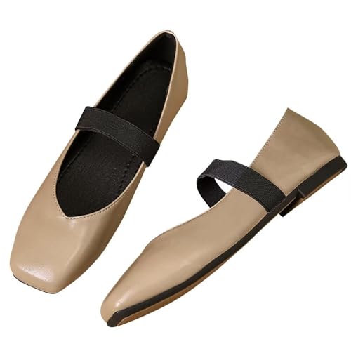 TN TANGNEST Women's Square Toe Flats Fashion Mary Jane Flats Shoes for Women Soft T-Strap Slip on Flats