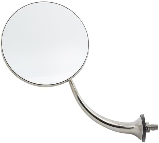 Speedway Motors Swan Neck Driver Side Door Mirror 4 Inch Stainless Steel, Bolt On Rear View Mirror with 5-1/2 Inch Arm, 5/16-18 Mount Stud, Rubber Pad, Street Rod Universal Fit