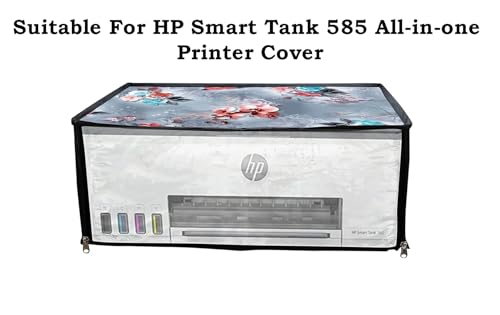 Image of Printer Cover for HP Smart Tank 585 All-in-one WiFi Colour Printer with Zipper for Dust Protection Grey Flower