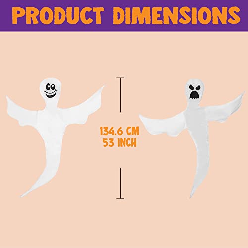 Image of JOYIN 2 Pcs 53 inch Halloween Decoration Outdoor, Halloween Bendable Hanging Ghost for Lawn, Tree, Pilar Decorations, Tree Wrap Ghost Party Supplies