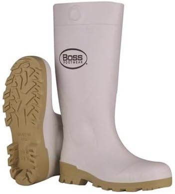 Boss Unisex PVC Plain Boots White 9 US Waterproof 1 Pair 16 in.