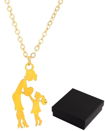 MYGLOAR Collar madre hija plata de ley 925, collar corazón para madre, colgante cumpleaños navidad, regalo día madre, regalo cadena joyería para madre o hija - oro