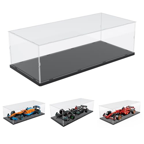 Image of Choowin Acrylic Display Case for Lego Ferrari F1 for Lego Red Bull F1 for Lego Mercedes F1 for Lego McLaren F1 Car Display Thickened Clear Display Cases for Collectibles Assemble Dustproof(Black Base)