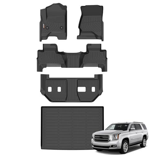 Binmotor-Floor Mats & Cargo Liner for Chevy Suburban 2015-2020/GMC Yukon XL 2015-2020 (with 2nd Row Bench Seat), 8 Passenger, All Weather Car Floor Mats Accessories for GMC Yukon XL