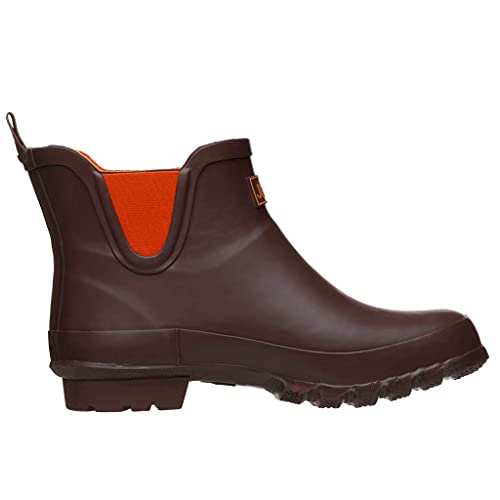 Jileon Womens Ankle Height Waterproof Rubber Rain Boots - Designed For Wide Feet & Wide Calves - Easy to Slip on and Off