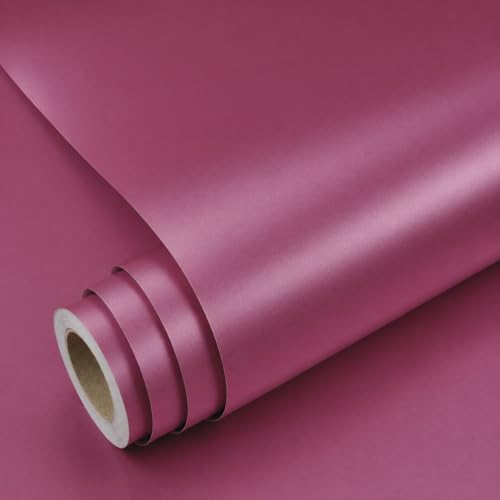 Image of HOME13 Pink Wallpaper Peel and Stick Contact Paper Self Adhesive Removable Wall Paper Waterproof Decorative Vinyl Sticker Kitchen Cabinet Bedroom Bathroom(20x120 Inch)
