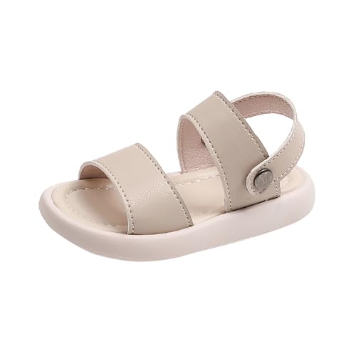 Children's Sandals Solid Soft Boys' Beach Shoes Girls' Leather Sandals Slippers Purpose Slippers Baby Girl Shoes (Beige, 6.5 Infant)