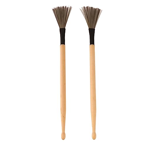 Brosses à baguettes en bois pour batterie lot de 2 rétractables