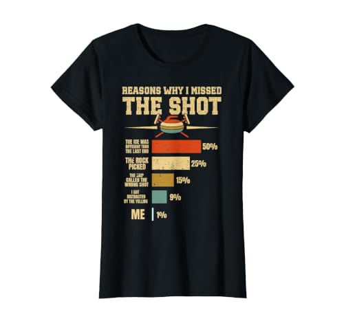 Funny Curling Sport Curler T-Shirt, Women, Black, Large
