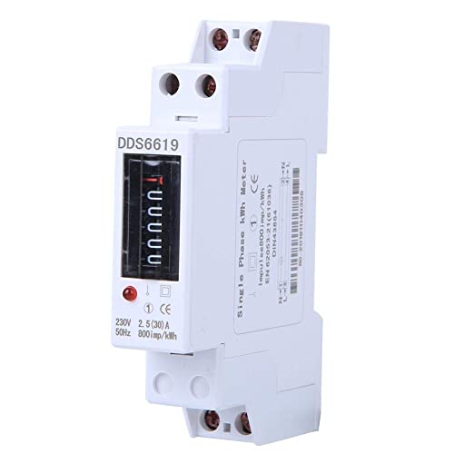 Single Phase Energy Meter Digital Power Consumption Monitor DDS6619-001 DIN Rail KWH Meter 1P 230V for Household Appliances Electricity Usage Power Meter
