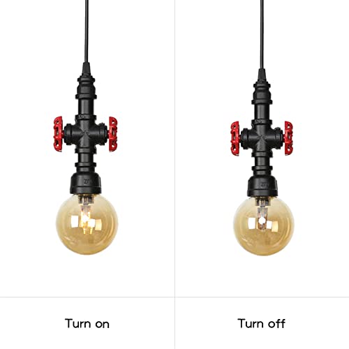 Lampe de plafond conduite d'eau style industriel rétro avec 3 lumières suspendues