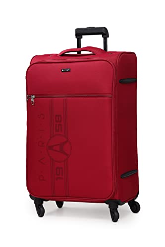 Image of Verage Paris 70 cm Soft Sided Medium Check in Suitcase Luggage Bag with Telescopic Trolley and 360 Spinner 4 Wheels (Red, 24 Inch)