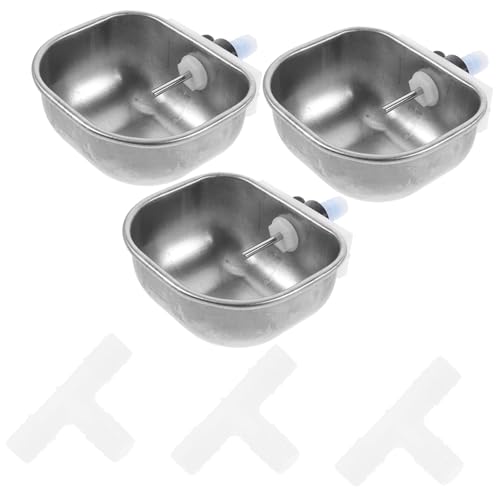 ORFOFE 3個 ウサギ飲料水ボウル ペット 大きい 酒飲み うさぎ と ウサギの水飲みフィーダー ウサギの飲料水ボトル 自動ウサギ給餌器 ボウルを飲む ウサギの水入れ ステンレス鋼