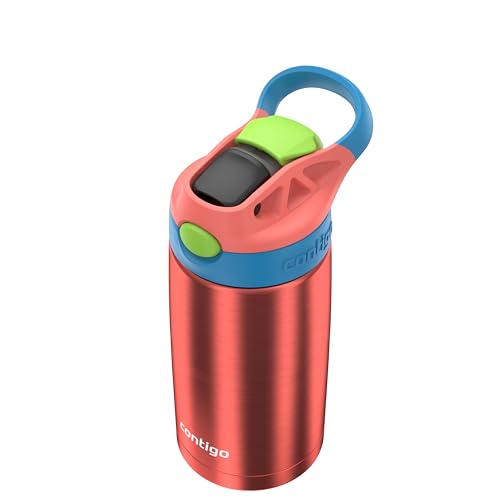 Image of Contigo AUTOSPOUT Water Bottle, 13 oz, Coral Blue /Poppy