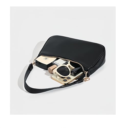 Aucuu Mała torebka damska, kopertówka z łańcuszkiem, retro torba na ramię dla kobiet, mini torba hobo, mała torba na ramię z zamkiem błyskawicznym, ^1 czarny, 26×8×15 cm