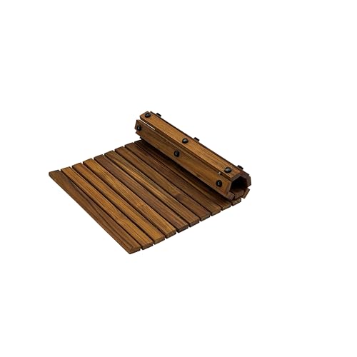 Nordic Teak 100% Solid Teak Wood String Mat - Indoor and Outdoor Use - Non-Slip Wooden Platform for Sauna, Pool, Hot Tub Flooring Decor and Protector (Oiled Finish, 23.62" x 15.75")