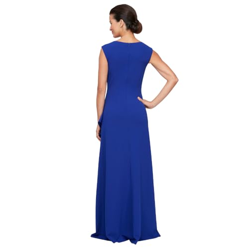 Image of Alex Evenings Women's Long Cascade Ruffle Sleeveless Gown with Leg Slit, Mother of The Bride Dress, Elegant Party Gown
