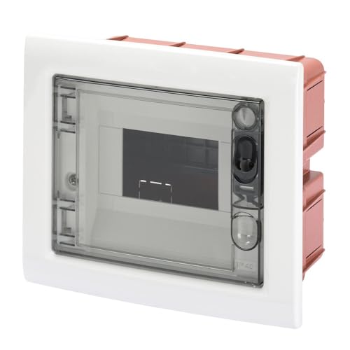 6 moduli Gewiss Centralino Protetto, da Incasso, Porta Trasparente Fumé con Telaio Estraibile, 6 Moduli IP40, GW40603