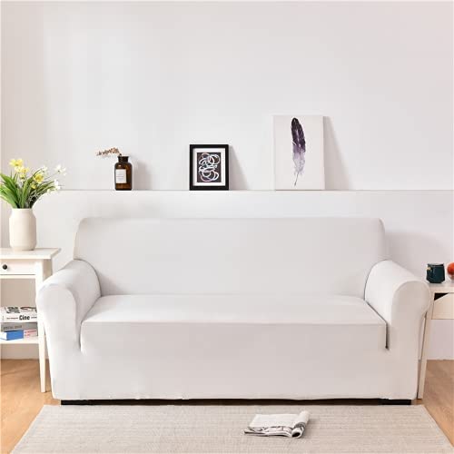Housse de canapé d'angle blanche XL 4 places extensible en spandex pour salon - 2