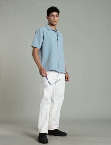 Image of FYLTR Men's Solid Casual Textured Shirt - Half Sleeves | Shirts for Men | Summer Shirt | Regular Fit