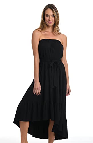 La Blanca Womens Island Goddess Bandeau Bikini Swimsuit Top Swimwear Cover Up, Black Draped Darling, X-Small Us #TOP2