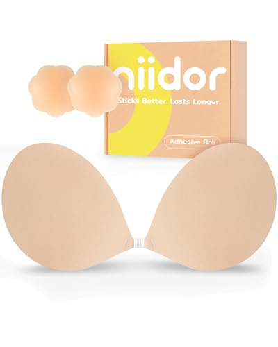 Niidor Adhesive Bra Strapless Sticky Invisible Push up Silicone Bra for Backless Dress with Nipple...