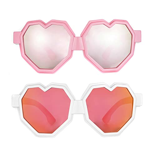 Image of laureles 2Pack Heart Shaped Goggle Y2K Sunglasses Women Fashion One Piece Oversized Love Sun Glasses Men