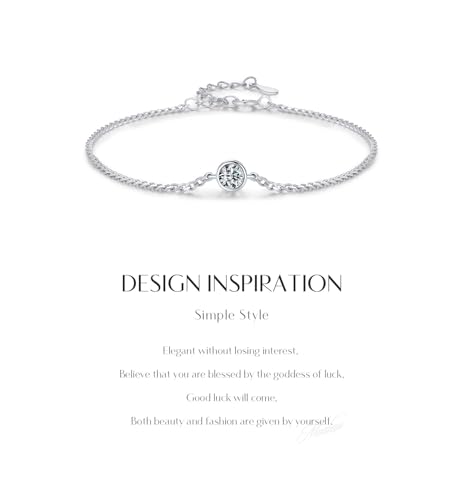 RADIANT MUSE, 925 Sterling Silver Moissanite Bracelet, D Color VVS1 Clarity 0.25Ct, 3EX Cut GRA Certified, Adjustable Chain3