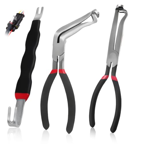 3PCS Electrical Disconnect Pliers, Fuel Line Clip Removal Tool, Automotive Electrical Terminal Connector Separator Removal tool, Trucks Repair with Rapid Disconnector