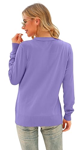 Image of VIISHOW Women Long Sleeve Button Down V Neck Lightweight Basic Knit Sweater Cardigan