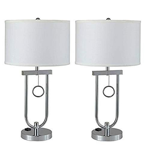 Major-Q U-Shaped Pole with Ring 29"H Table Lamp Set, Medium, Silver