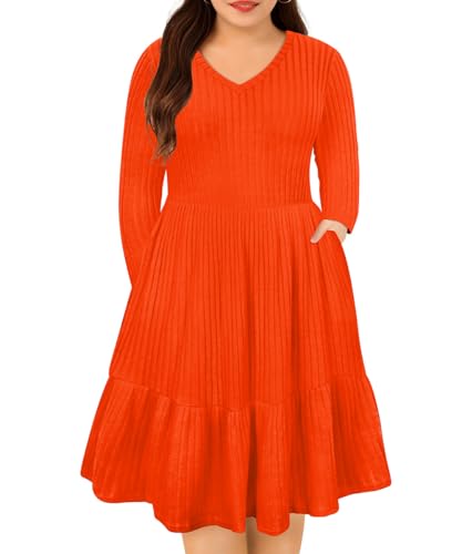 Image of RITERA Plus Size Dresses for Curvy Women Summer Spring Womens Dress V Neck Short Sleeve Casual Dress with Pockets XL-5XL