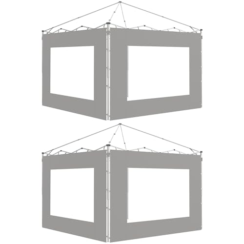 Outsunny Paredes Laterales para Carpa de 4 Paneles 295x195 cm Paredes Laterales de Repuesto de Tela Oxford con Ventana para Carpas de 6x3 m 3x3 m Gris
