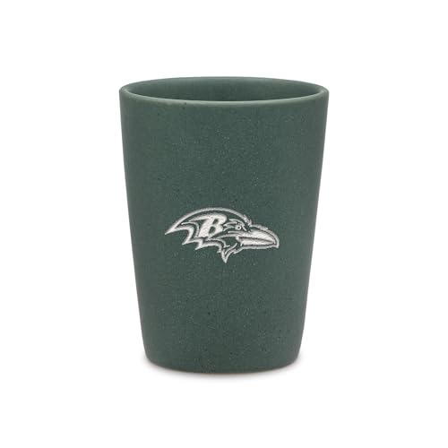 Rico Industries NFL Football Baltimore Ravens Sage 2oz Ceramic Shot Glass for Fans, Laser Engraved In Trendy Color Single Shot Glass