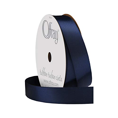 Image of Berwick Offray 067857 5 /8 inch Wide Single Face Satin Ribbon, Navy Blue, 6 Yds (Pack of 2)