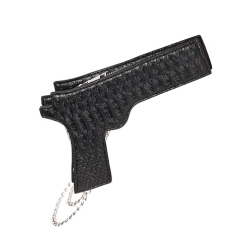 Unique Portable Straddle Bag with PU Chain Shoulder Bag for Everyday Use Lightweight Water Resistant Black Handbag for Keys and Essentials