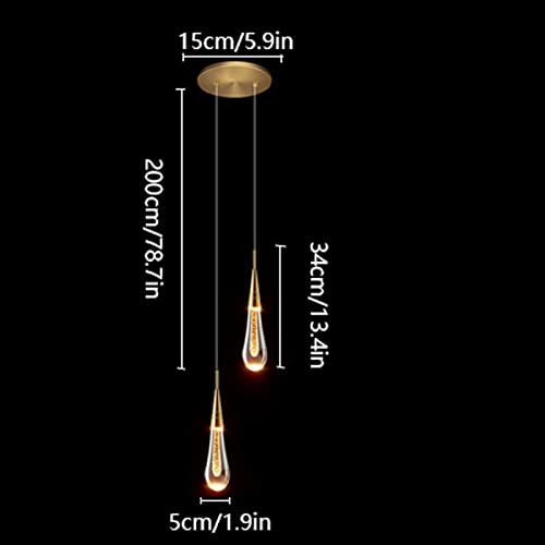 Suspension en cristal à 3 lumières avec tige métal et led