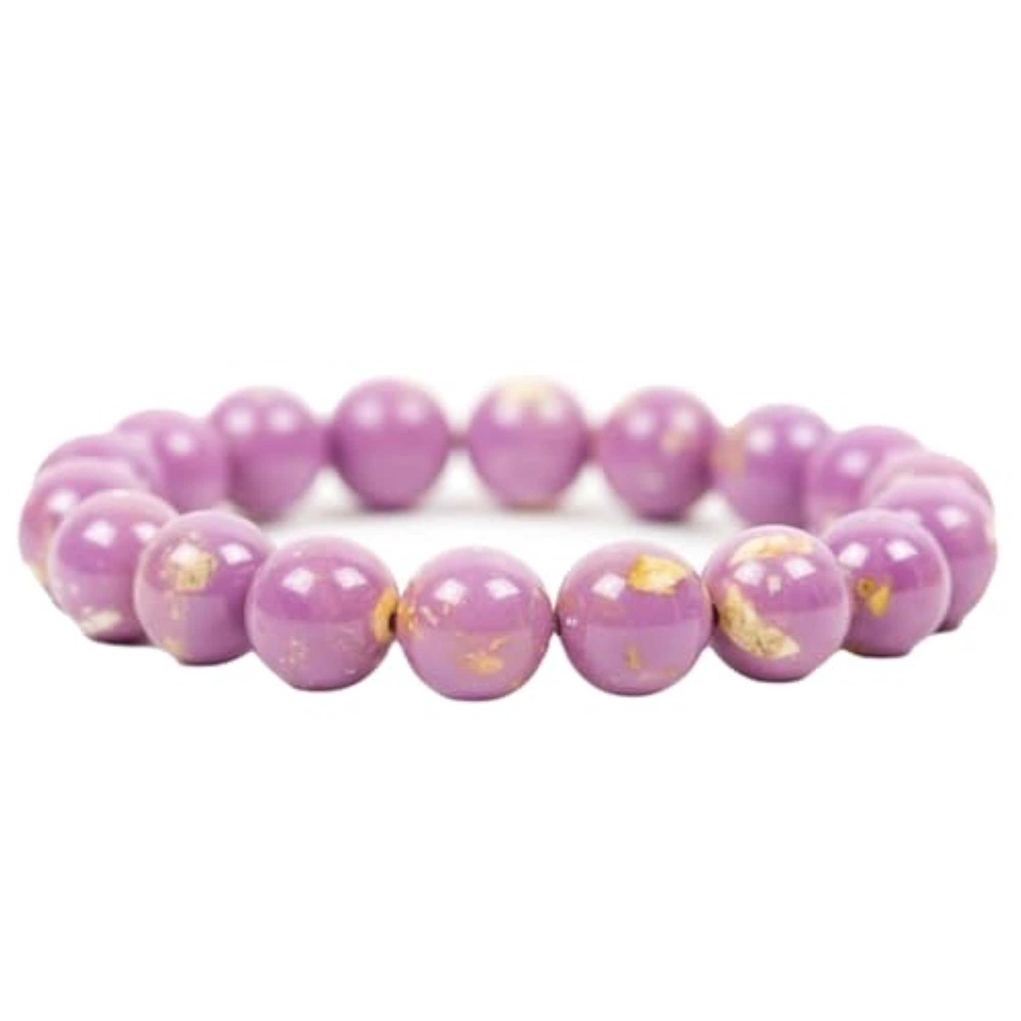 Natural Phosphosiderite 10mm Round Bead Stretchable Bracelet, Unisex Gift