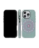 Mandala Pattern Phone Case for Compatible iPhone, Dual Layer PC+TPU Protective Cover with Magnetic Design, Mint Green and Pink, Compatible with Multiple iPhone Models