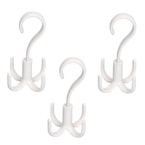 MUELODSIC Ganci Rotanti a 360 Gradi 4 Artigli in Plastica Liscia Per Organizzatore Di Cravatte, Sciarpe e Accessori, Set Da 3 Pezzi Per Armadio e Cabina Armadio